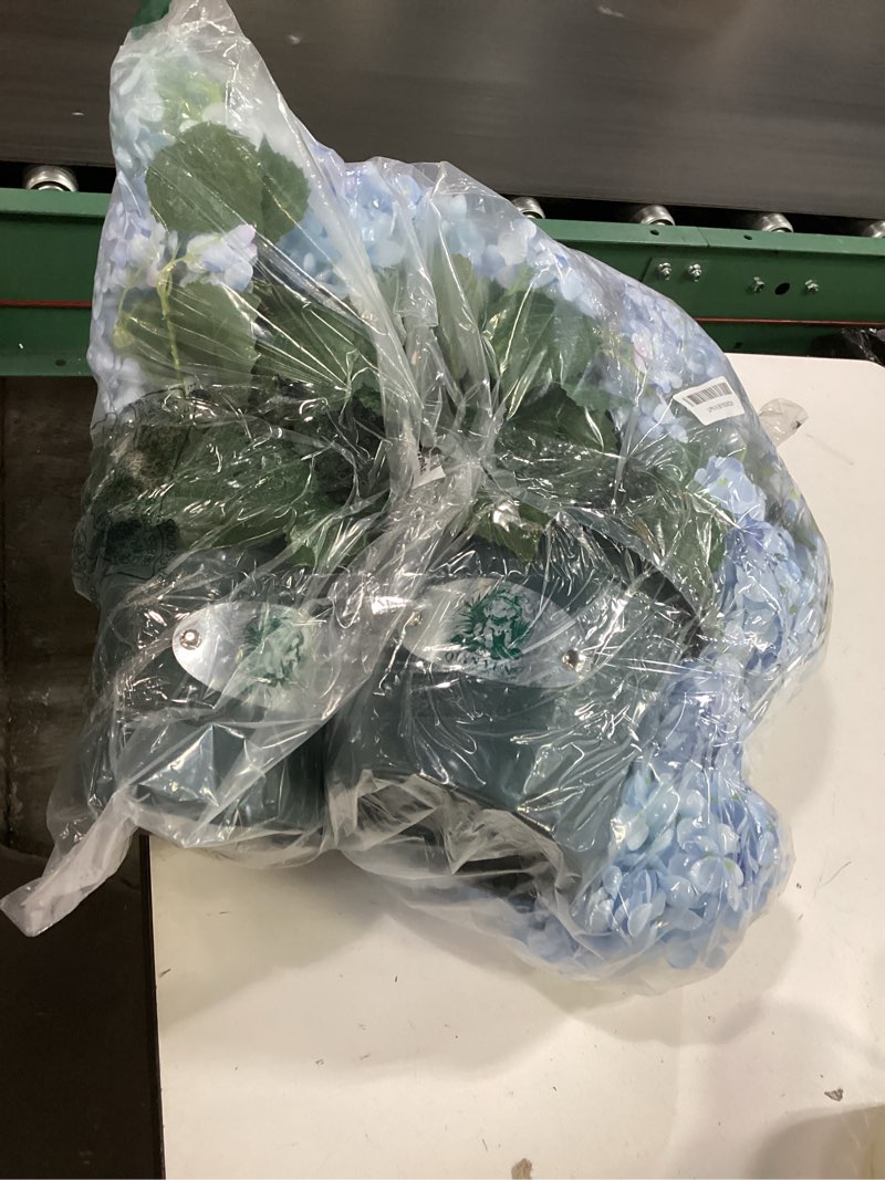 Condition photo showing As Is for (different colors ) faux hydrangea tree – 30 inch hydrangea tree artificial with white flowers, uv resistant outdoor hydrangea artificial plants in pot for indoor outdoor home porch decor (2 pack) blue 2