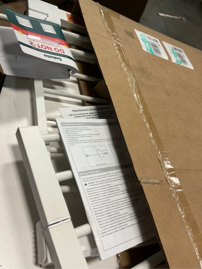 Condition photo showing Good Condition for babelio smart baby gate with auto-unlock/close, pressure mounted no drill for doorways/top of stairs. pet/dog door wide walk thru w/infrared sensor & instant safety alert (white, 30.3-47.2" w, 30" h) white 30.3-47.2" w, 30" h