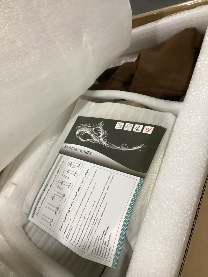 Condition photo showing As Is for Antique Brass Shower Fixture Bathroom Shower Faucet Set 8 Inch Rainfall Shower Head Handled Shower Waterfall Tub Spout Wall Mounted Outdoor Shower System with Shower Shelf With Shower Shelf Antique Brass-03