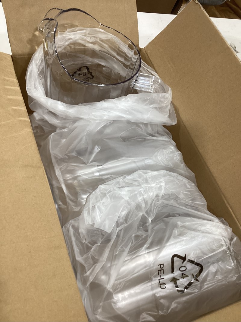 Condition photo showing Good Condition for tessco plastic pitchers 60 ounce clear restaurant pitcher jug large water pitcher carafe serve milk tea juice drink for parties container dispenser beer jar (3 pcs)