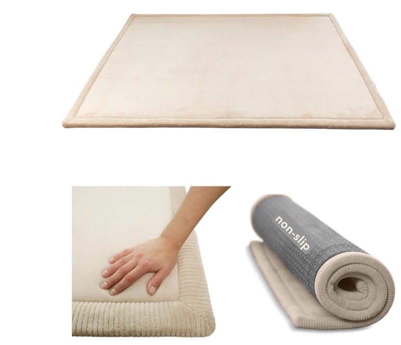 hakuna matte cloudsoft mat for floor 60" x 80" beige – coral velvet memory foam rug – non-slip, water-resistant