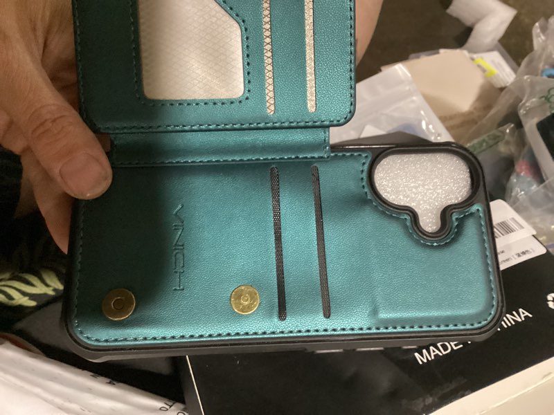 Condition photo showing Good Condition for vinich for iphone 17 wallet case with card holder, rfid blocking credit slots kickstand shockproof phone cover fit for iphone 17 6.3" bluish green for iphone 17 - 6.3'' bluish green