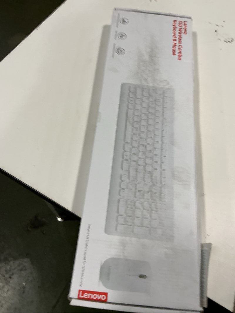 Condition photo showing New/Like New for Lenovo 510 Wireless Combo with 2.4 GHz USB Receiver, Slim Full Size Keyboard, Full Number Pad, 1200 DPI Optical Mouse, Left or Right Hand, GX30W75336, White