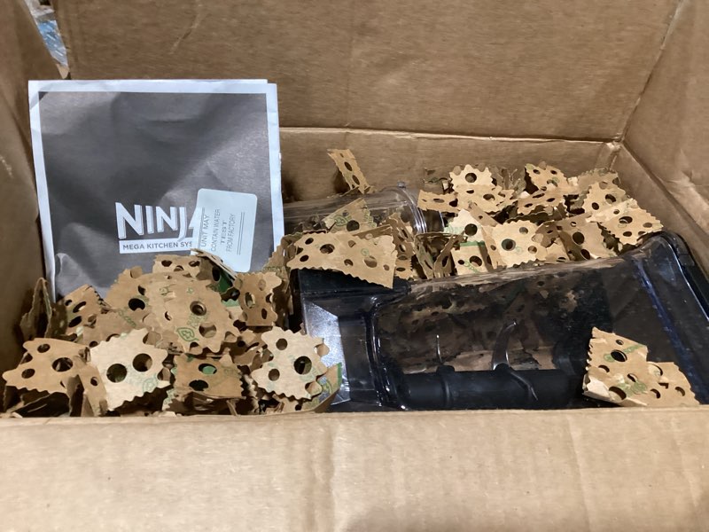 Condition photo showing As Is for ninja kitchen system | 8-cup food processor bowl & 72 oz. blender all-in-one | with (2) 16 oz. to-go cups | for smoothies, ice crushing, dough & more | 1500 watt | black | bl770 pitcher + bowl + (2) 16-oz. cups