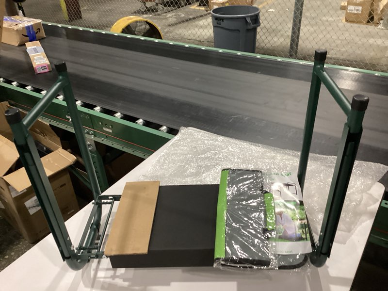 Condition photo showing New/Like New for seasky foldable garden kneeler and seat, anti-tipping gardening bench widened thick soft kneeling pad, heavy duty gardening stool with tool bag,gardening gift for women dark green
