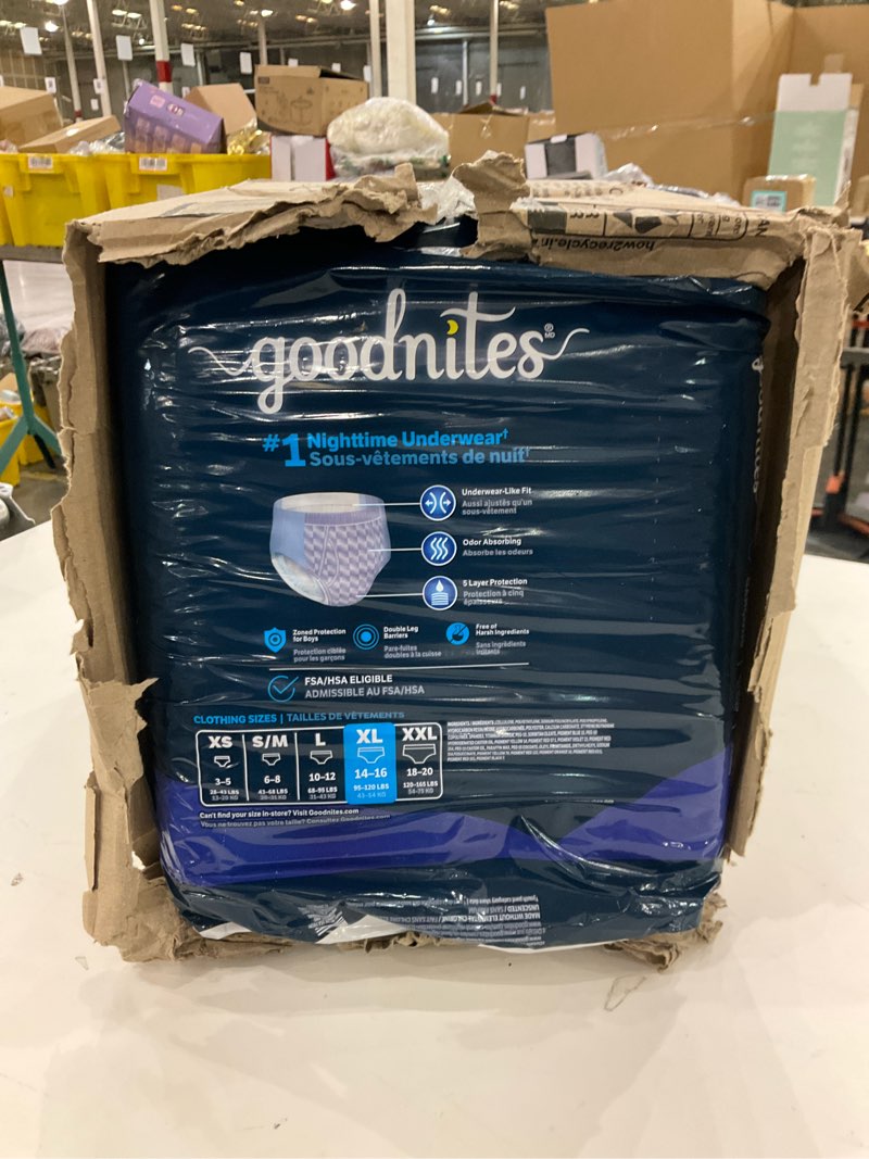 Condition photo showing New/Like New for Goodnites Boys' Nighttime Bedwetting Underwear - XL - 63ct