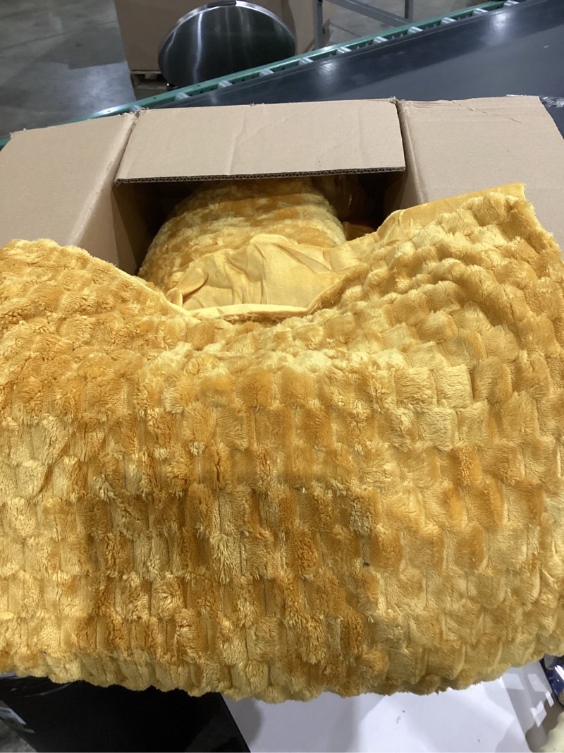 Condition photo showing As Is for similar))))newcosplay super soft king blanket mustard yellow premium 2 pillows  silky flannel fleece 3d clouds stylish jacquard lightweight bed blanket all season use 350gsm (mustard yellow, king(90\\\"x110\\\")) mustard yellow king(90\\\"x110\\\")