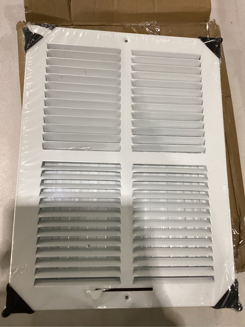 Condition photo showing New/Like New for HVAC Premium 14" X 10" 2-Way-Vertical AIR Supply Grille - Vent Cover & Diffuser - Flat Stamped Face - White [Outer Dimensions: 15.75" w X 11.75" h] 14 x 10 - 2 Way