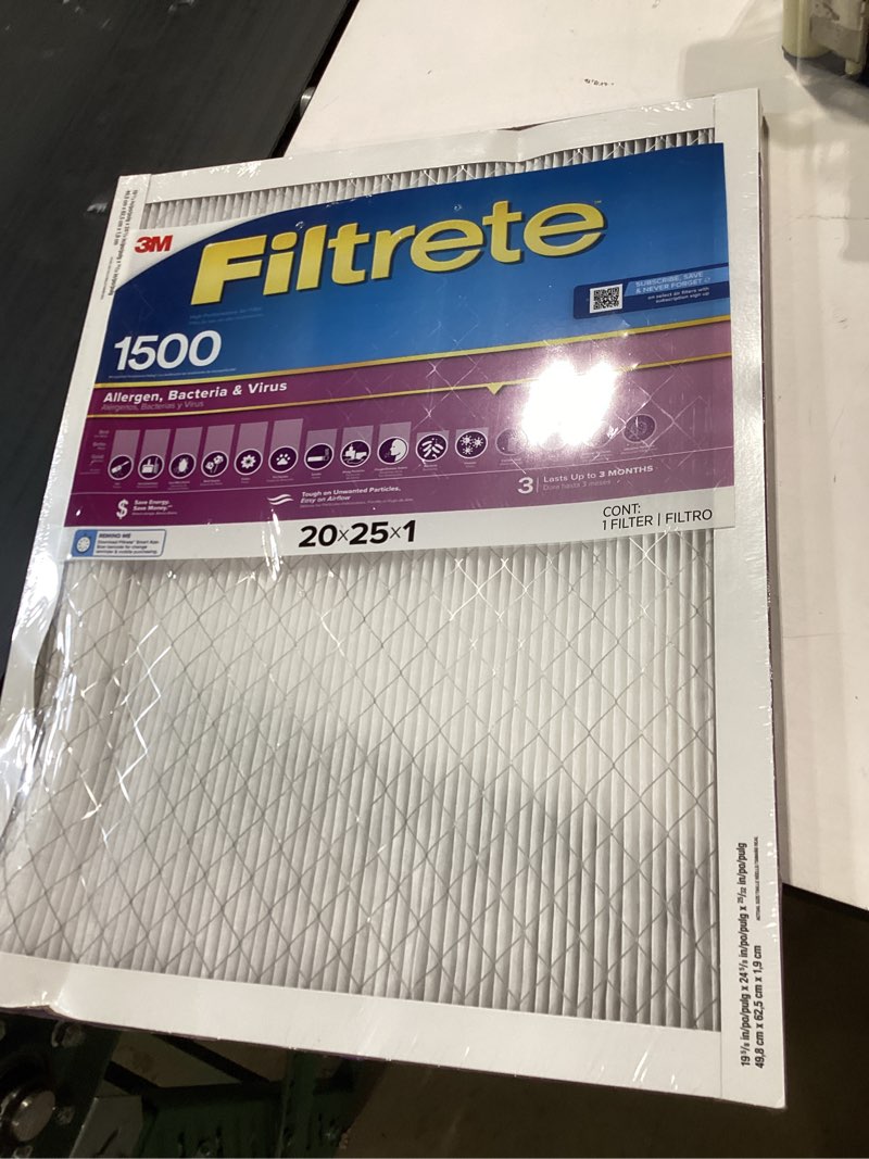 Condition photo showing Good Condition for filtrete 2003-4 20x25 x 1 in. ultra allergen pleated furnace air filter, purple, mpr 1500, 3 months - quantity 4