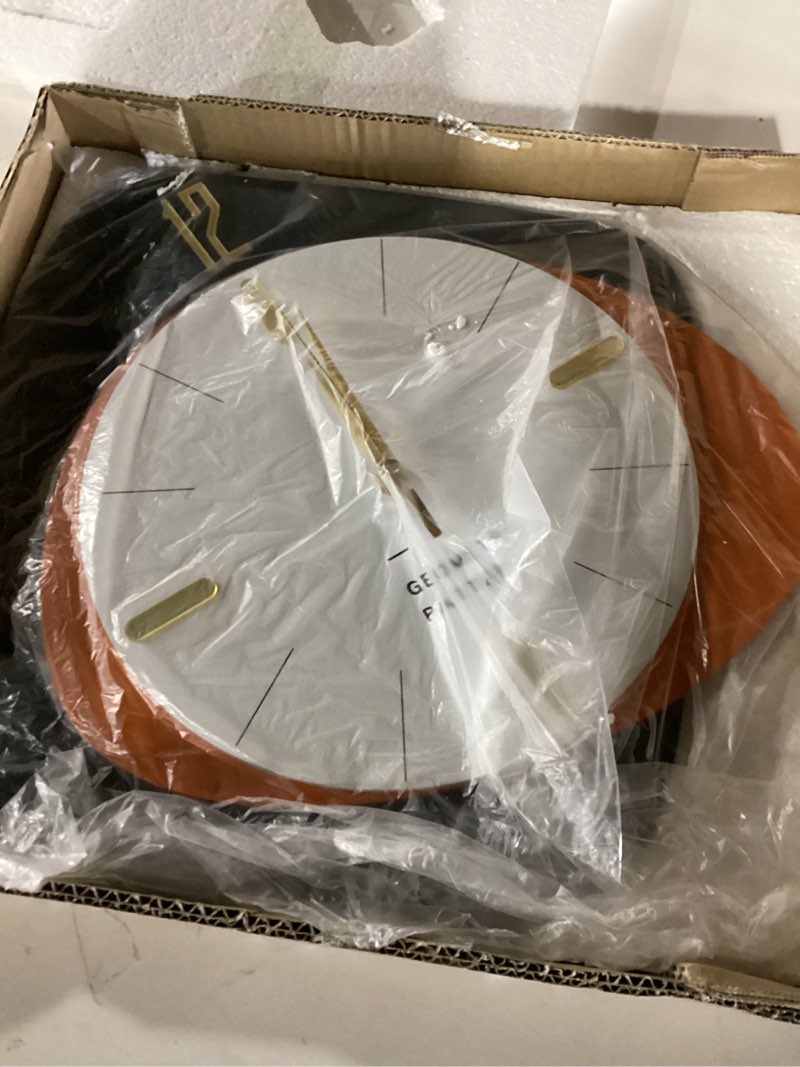 Condition photo showing New/Like New for FLEBLE Modern Large Wall Clocks for Living Room Decor Wood Silent Decoration Wall Clock Pendulum Battery Operated Non-Ticking for Kitchen Bedroom Office Home 16 inch Clock Wall Decor for Indoor House 16*24in