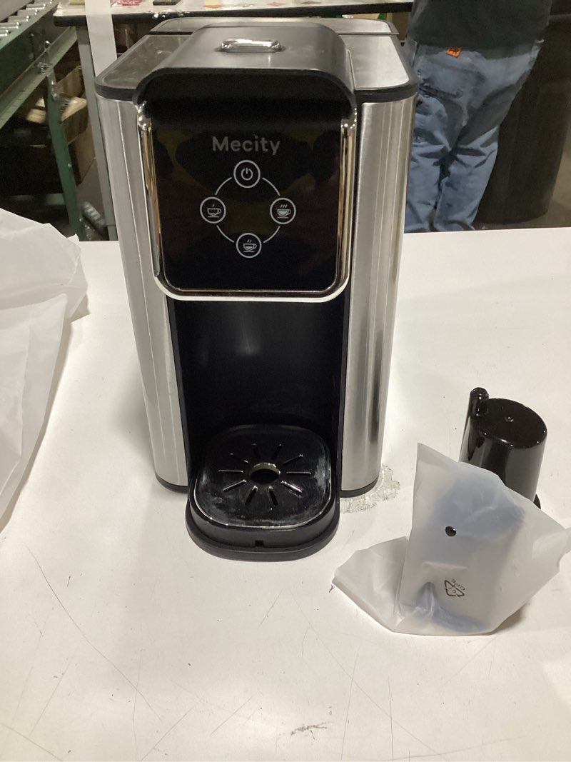 Condition photo showing As Is for Mecity Coffee Maker 3 in 1 Single Serve Coffee Machine, Compatible with K cup Capsules, Instant Coffee Pot, Tea maker, 6,8,10 Oz Cup, Removable 50 Oz Water Reservoir, 120V 1150W 50 fl.Oz Silver & Black