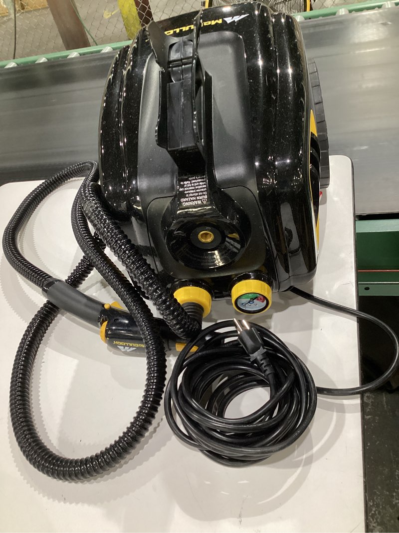 Condition photo showing Good Condition for McCulloch MC1385 Deluxe Canister Steam Cleaner, 2-Hour Runtime, Chemical-Free, 23 Accessories: Mop Head, Brushes & More - Built for Home, Tile, Carpet, Furniture, & Personal Car Detailing, NOT TESTED 