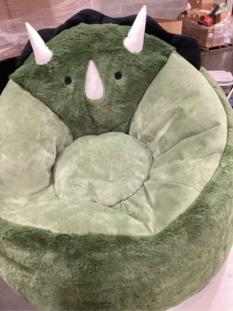 Condition photo showing As Is for dinosaurs bean bag chair stuffed animal toy storage bag for kids, large size extra soft girls boys storage organizer with zipper, beanbag chairs for home, 31×30×25 inch (cover only)