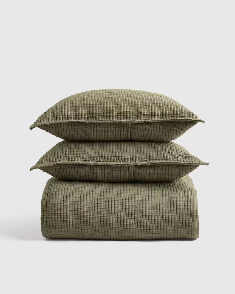 organic ribbed cotton coverlet set