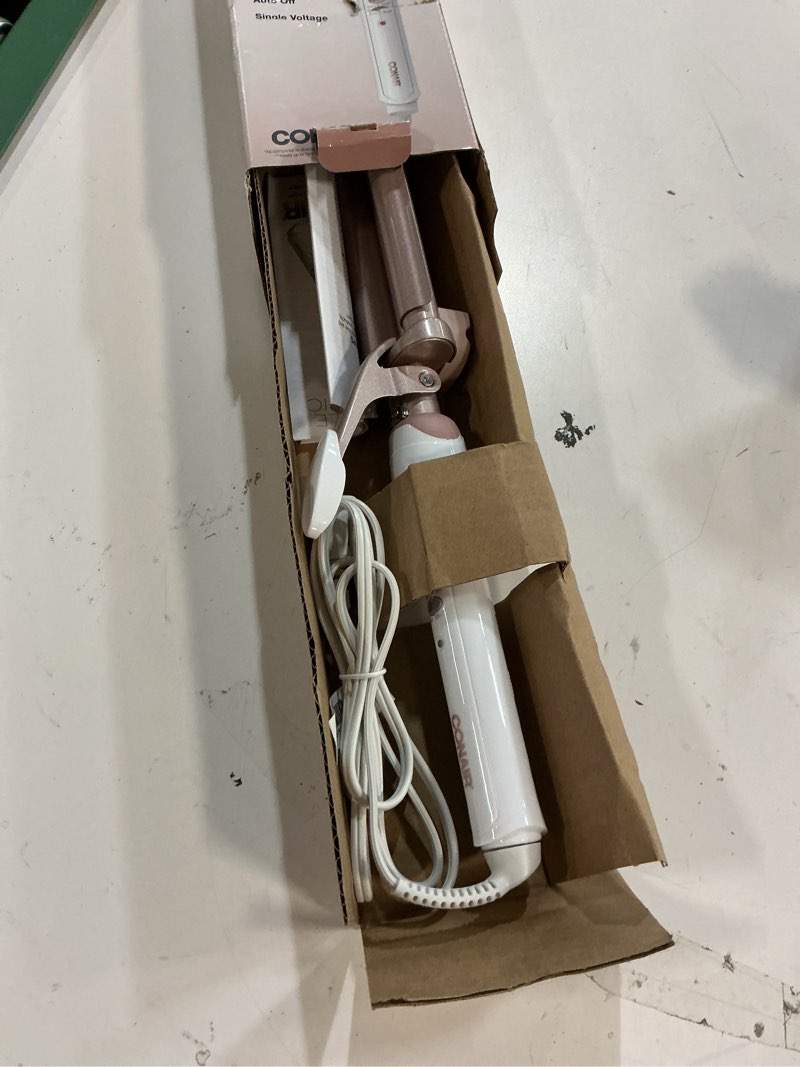 Condition photo showing Good Condition for conair double ceramic 3 barrel curling iron, triple barrel waver hair tool creates deep, continuous waves, hair curler for all hair lengths, white/rose gold 1 inch