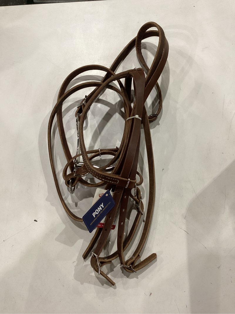 Condition photo showing As Is for weaver leather harness leather pony browband bridle with single cheek buckle, sunset