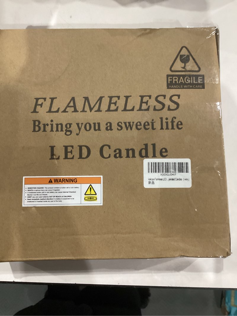 Condition photo showing New/Like New for Flameless LED Candles with Timer 5 Pc Flickering Flameless Candles for Romantic Ambiance and Home Decoration Stable Acrylic Shell,with Embedded Star String?Battery Operated Candles?Ivory?