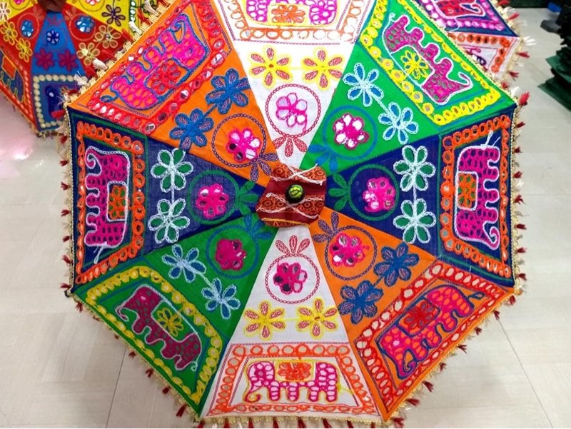 royal craft 5 pcs indian vintage decorative umbrella sun parasol wedding birthday party decoration lot of embroidered umbrella