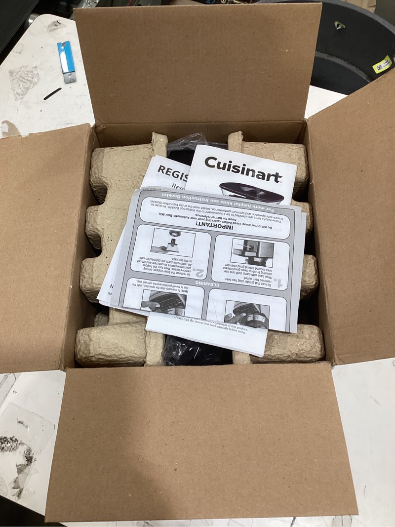 Condition photo showing New/Like New for cuisinart coffee grinder, electric one-touch automatic burr coffee grinder with 18-position grind selector, cup size selector for 4 – 18 cups, dbm-8p1, black stainless burr mill stainless steel