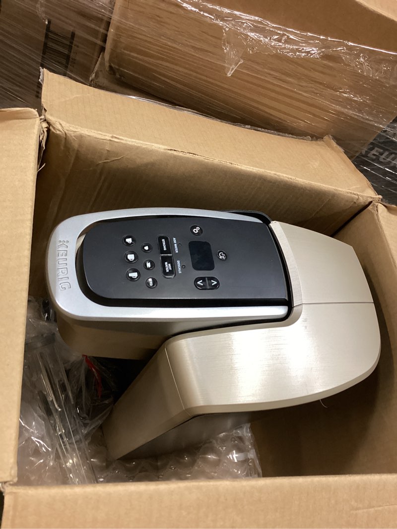 Condition photo showing As Is for Keurig K-Elite Single Serve K-Cup Pod Coffee Maker, with Strength and Temperature Control, Iced Coffee Capability, 8 to 12oz Brew Size, Programmable, Brushed Gold