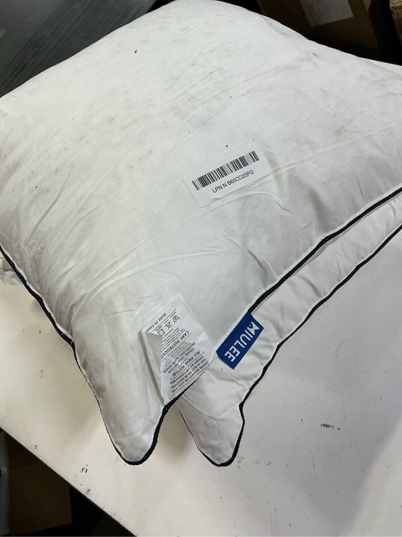 Condition photo showing As Is for miulee goose feather down 18x18 pillow insert set of 2 with 100% down-proof cotton cover, soft fluffy decorative pillow for sofa bed couch living room white 2 18x18 inch