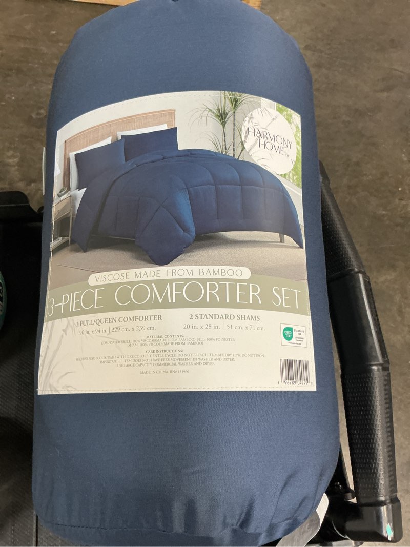 Condition photo showing New/Like New for harmony home soft viscose thermal regulating 3 piece comforter set, full/queen