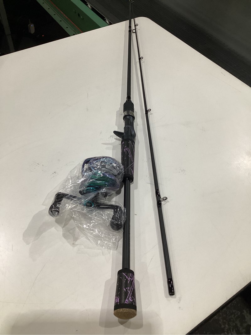 Condition photo showing Good Condition for  One Bass Fishing Rod Reel Combo, Colorful Fishing Reel, Spinning & Baitcasting Fishing Pole with SuperPolymer Handle