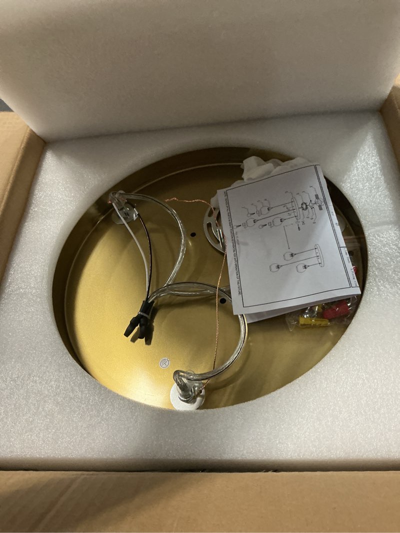 Condition photo showing Good Condition for Gold Cluster Pendant Light, 3-Light Globe Hanging Light Fixture, Kitchen Island Lighting with Clear Glass for Dining Room Living Room Laundry Entrance Foyer, ZCPL101BG-3C Polished Gold + Clear Glass/Cluster 3 Light 6.7 inch