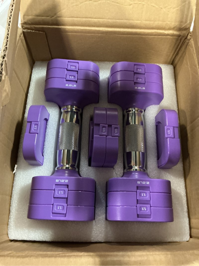 Condition photo showing New/Like New for FEIERDUN 5-in-1 Adjustable Dumbbell Set of 2, 12LBS/20LBS Hand Weights for Women, 1s-Adjust Dual-Stable Dumbbell Set for Women Home Gym & Outdoor