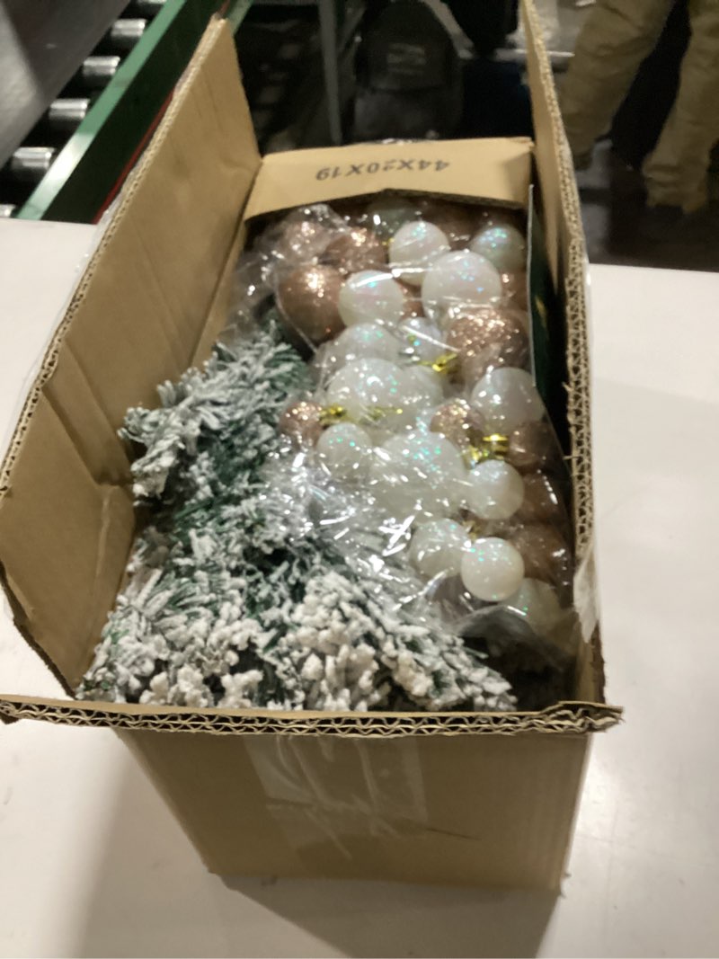 Condition photo showing Good Condition for Item similar to photo) National Tree Company Pre-lit Artificial Mini Christmas Tree | Includes Pre-strung White Lights | Snowy Downswept Forestree - 3 ft 3ft Tree