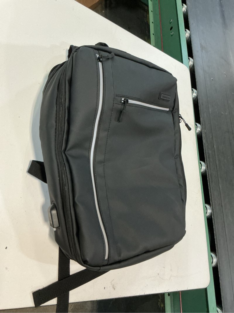 Condition photo showing As Is for grayville 16.5 in. black multifunctional expandable tech backpack with usb port