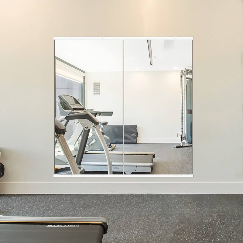 48*32 inch Laberta Flat Mirror Home Gym Mirror, Large Full Body Mirror for Yoga, Glass Frameless Mirror for Wall Mounted, Wall Mirror for Home Gym, Garage, Bedroom, Bathroom