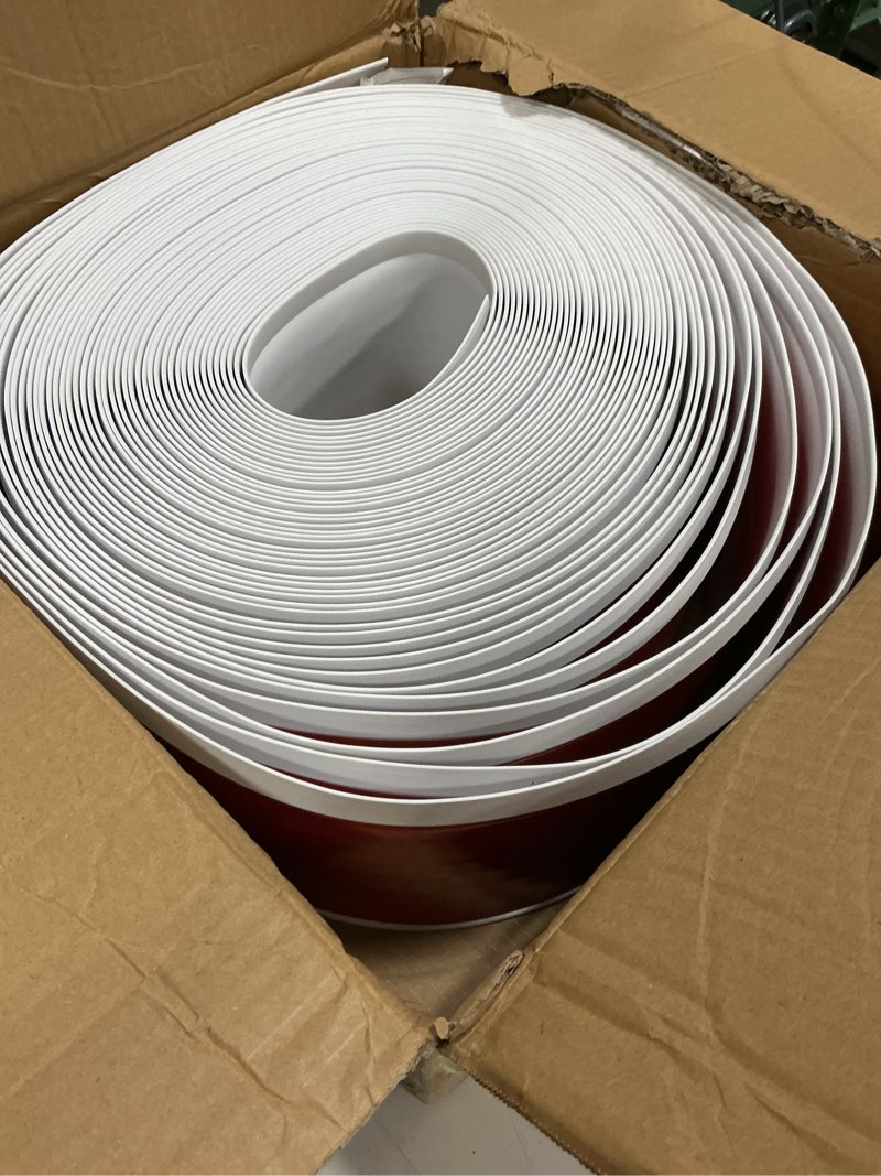 Condition photo showing New/Like New for flexible baseboard molding trim 6" x 100 ft, self-adhesive vinyl wall base cove base, peel and stick rubber wall base molding trim - white 6in x 100ft white