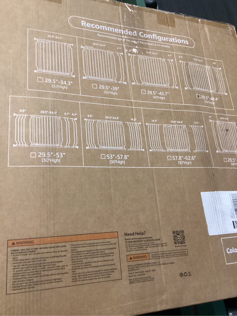 Condition photo showing New/Like New for mom's choice-grownsy baby gate for stairs, 29.5"-48.4" pressure mounted baby gate for top of stair&doorway with v-shaped rods, anti-trip pedal, extra wide stairs dog gate easy install w/red reminder white 29"-48"*30"