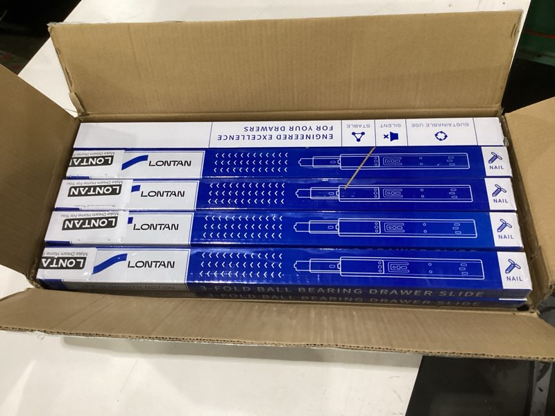 Condition photo showing New/Like New for LONTAN Soft Close Drawer Slides 22 Inch Side Mount Heavy Duty Cabinet Drawer Glides 10 Pairs - Ball Bearing Full Extension Kitchen Cabinet Rails 100 LB Capacity