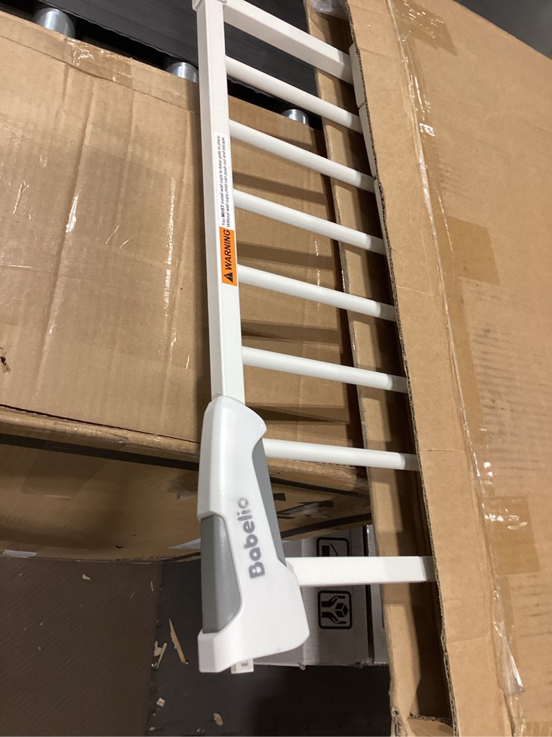 Condition photo showing Good Condition for babelio metal baby gate, 29-48“ auto close easy install pet gate, extra wide walk thru child safety gate, pressure mounted dog gate for doorways & stairs, with y spindle rods, white white 30"tall 29"-48" wide