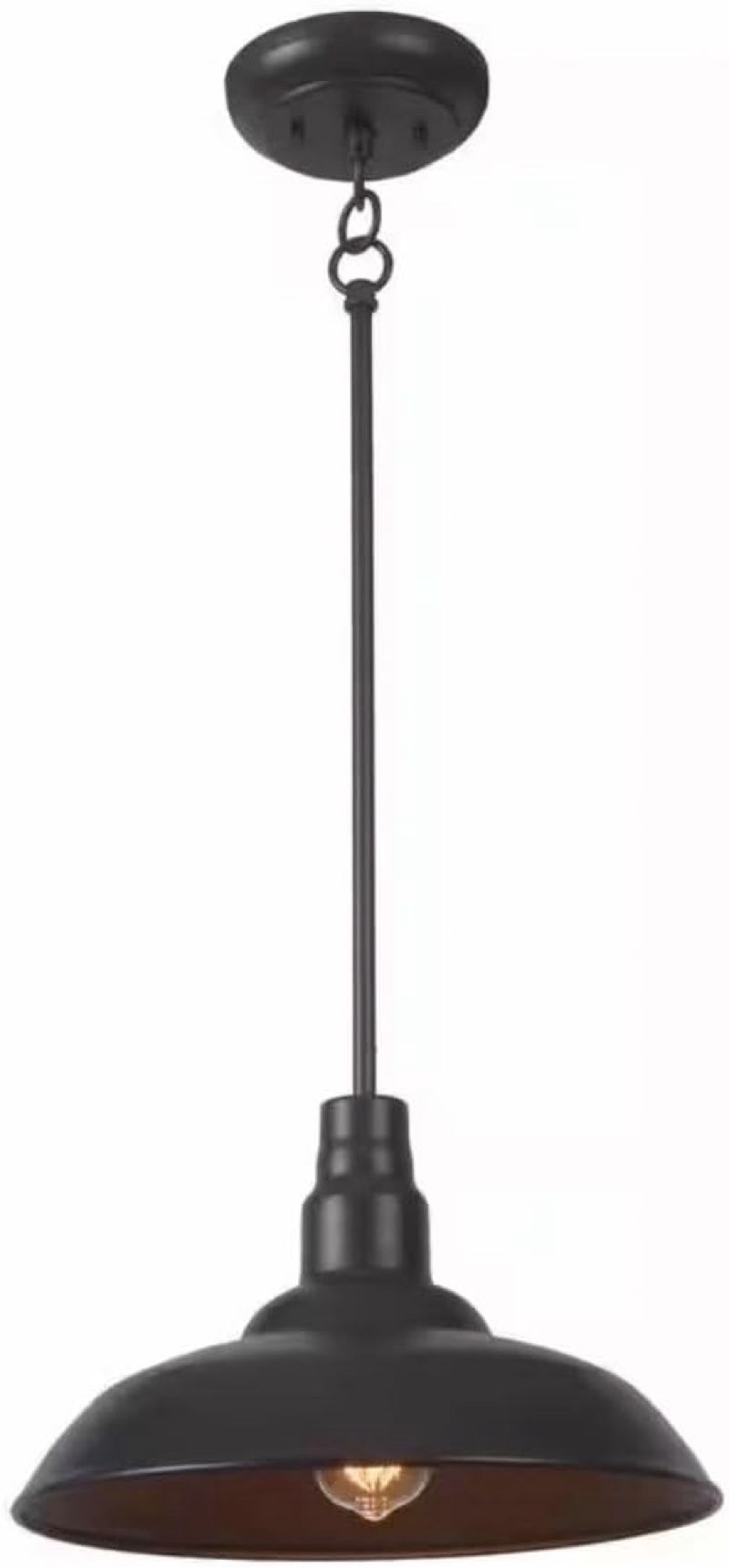 Similar) LUTEMA Lámpara Mini Colgante Para Exteriores | Pantalla Ancha Estilo Granero Café Oscuro | 1 Luz Para Interior/Exterior | 14 Pulgadas | Iluminación Descendente Brillante