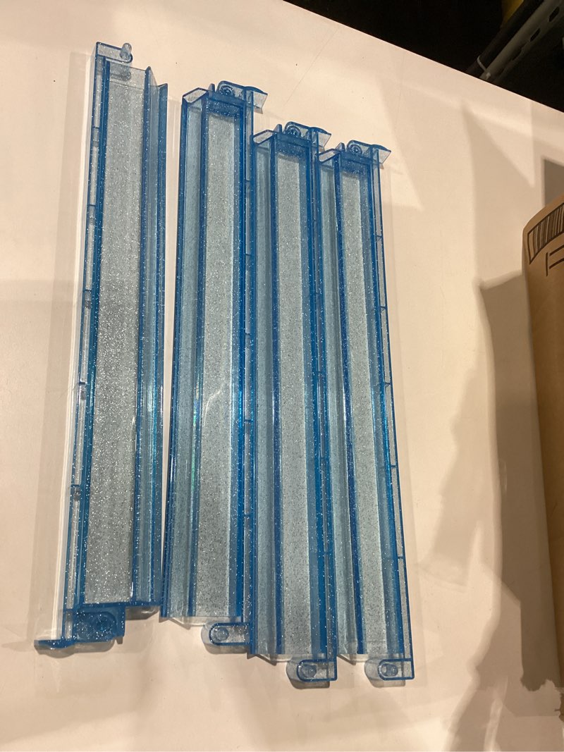 Condition photo showing Good Condition for blue glitter mahjong all-in-one tile rack & pusher, blue, clear acrylic mahjong rack and pusher combo, modern american mahjong tile racks, set of 4 17.72 inches blue