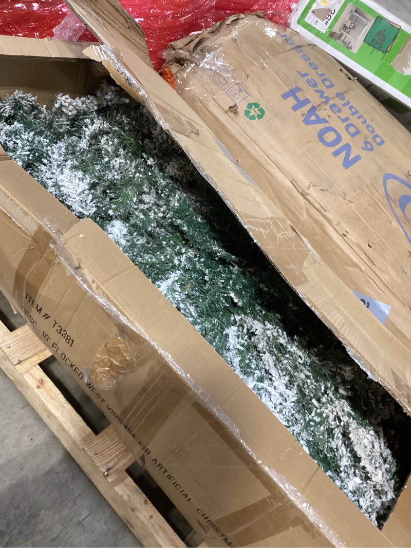 Nearly Natural 10ft. Flocked West Virginia Fir Artificial Christmas Tree with 800 Clear LED Lights a