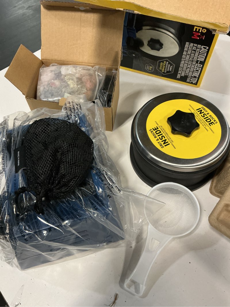 Condition photo showing Good Condition for National Geographic Rock Tumbler Kit - 3 Lb. Extra Large Capacity Barrel with 3-Speed Motor & 9-Day Timer, Kit Includes Rocks for Tumbling and Rock Polisher Grit, Rock Tumbler for Adults and Kids