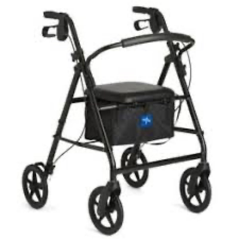 Medline Superlight Folding Aluminum Rollator Walker  Black  250 lb. Weight Capacity  6  Wheels  Adjustable Arms and Seat