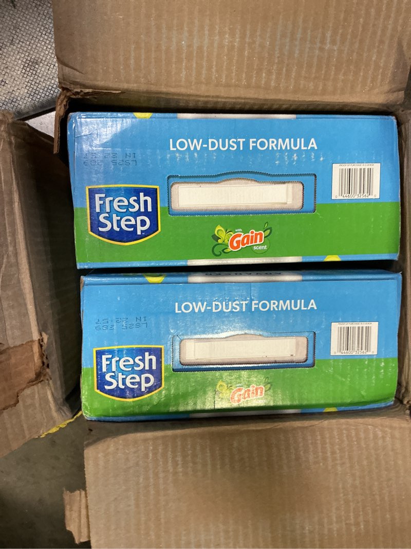 Condition photo showing Good Condition for Fresh Step Advanced Clumping Litter with Febreze Freshness with Gain Scent, Fights Odor on Contact, 37 lbs. (2 x 18.5 lb. Box) (Package May Vary)2 pack ) 