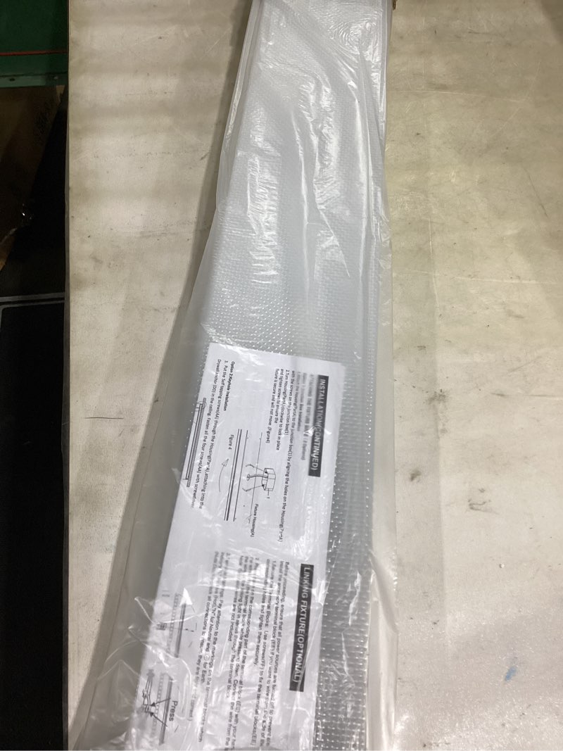 Condition photo showing Good Condition for 4ft 5.7"w led wraparound light, 40w, 4400lm, 4000k, [2-lamp 32w fluorescent equiv.], hardwired, 4 foot led wrap light flush mount office ceiling light fixture for garage, office, kitchen, etl 4000k - 40w