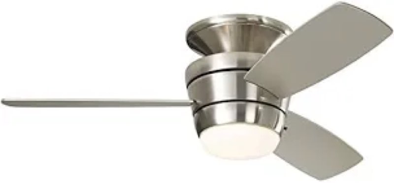 Harbor Breeze Mazon 44-in Brushed Nickel Flush Mount Indoor Ceiling Fan with Light Kit and Remote (3-Blade)
