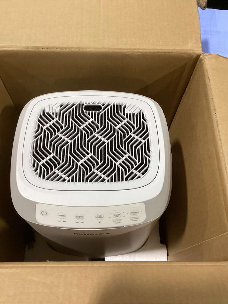 Condition photo showing As Is for nuwave oxypure zero air purifier with washable reusable filters for large room | smart air cleaners 99.9% removal 0.1 micron particles | dual odor sensor, sleep mode, 6 fan speed & timer, app control