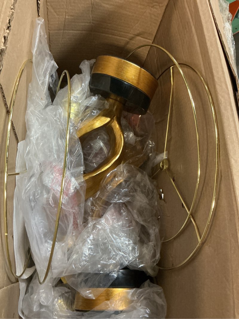 Condition photo showing Good Condition for Sculptural Table Lamp Set of 2 for Bedroom, 26” Gold Leaf Farmhouse Bedside Lamps for Living Room, Pull Chains Switch Rustic Nightstand Lamp Marble Base with USB for Home Room Decor (Bulbs Included) Vintage-032