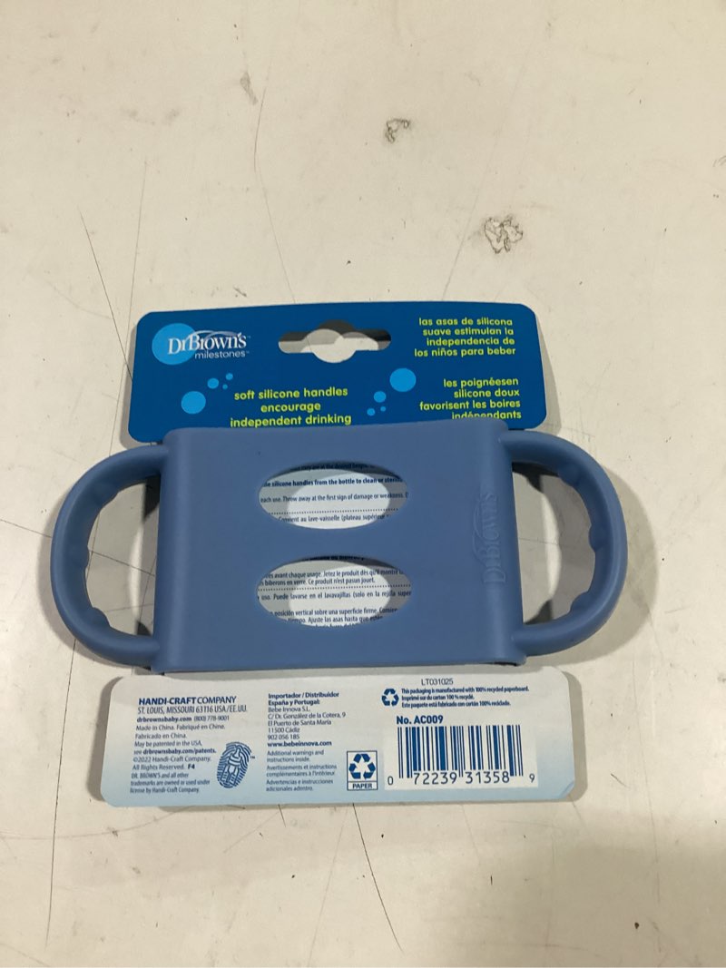 Condition photo showing As Is for dr. brown's silicone bottle handle for wide-neck baby bottles - blue - 4m+