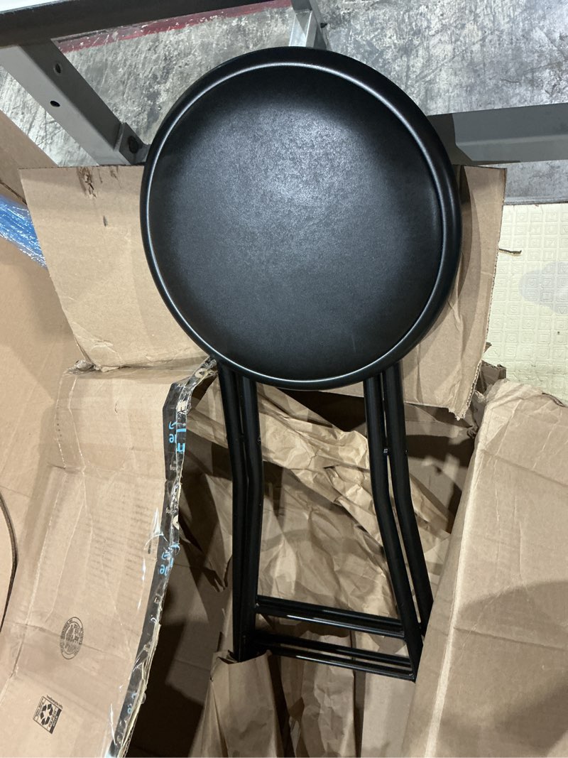 Condition photo showing Good Condition for folding bar stool, 24 /28 inch heavy-duty padded portable tall chair stool, backless counter height bar stool with 225lb capacity for kitchen, recreation room, or game room ( color : black , size : 70