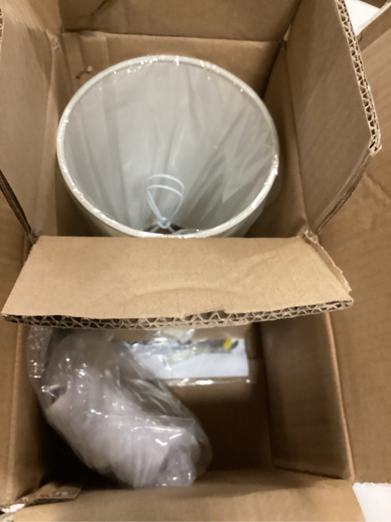 Condition photo showing As Is for electro bp;single head classic 1 light wall sconce lighting fixture black with cream white linen fabric lamp shades e12 40w hardwired (set of 2); black/white shade single head(set of 2)