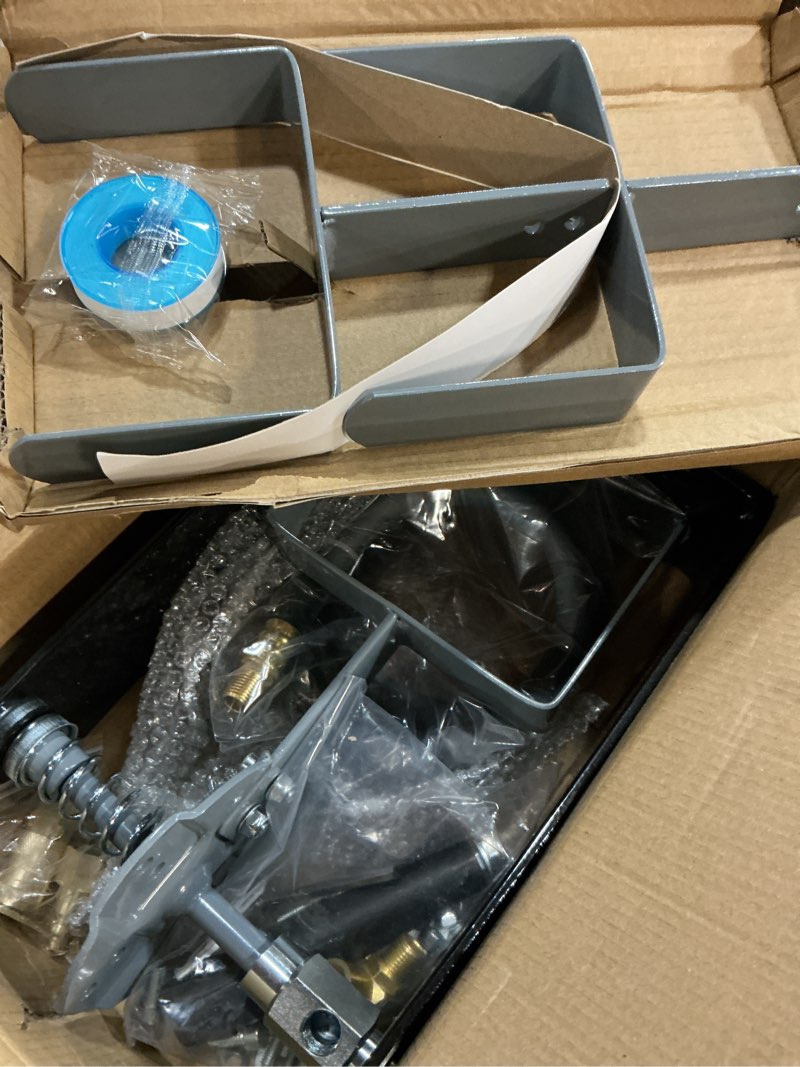 Condition photo showing Good Condition for manual air hose reel with hybrid lead-in hose, heavy duty steel wall mount hose reel, fits 100ft x 3/8" hose, hand crank hose reel with 1/4" npt 6-ball coupler, brass plug & thread seal tape